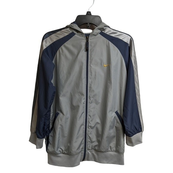 Nike Jacket Kids Medium Swish Full Zip Lightweight Jacket Youth M Gray / Blue - Picture 3 of 11